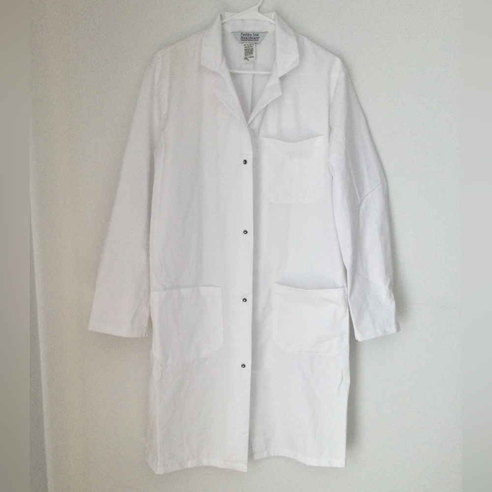 Fashion Seal Healthcare white long lab coat, size S, like new